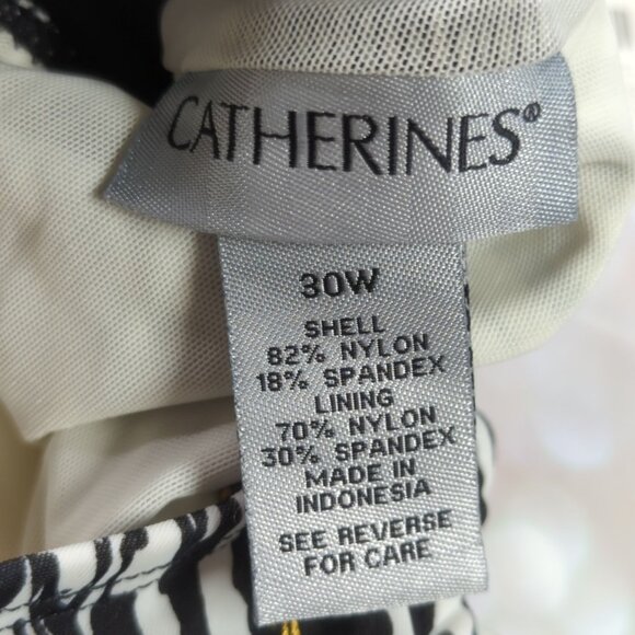 Catherines Plus Size 30W Black White Gold Adjustable Swim Dress New - Picture 2 of 9